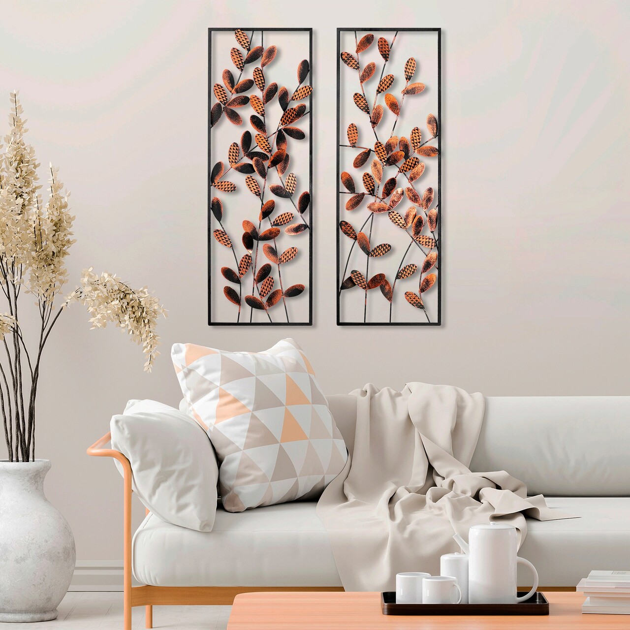 Decoratiune de perete, Olips 3, Metal, 32 x 90 cm, 2 piese, Multicolor - 2 | YEO