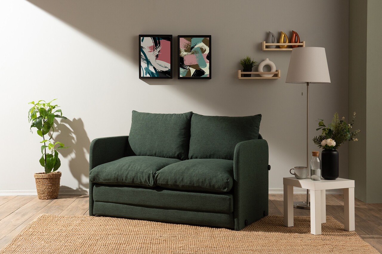 Canapea extensibilă cu 2 locuri, Futon, 859FTN2876, Metal , Verde - 2 | YEO