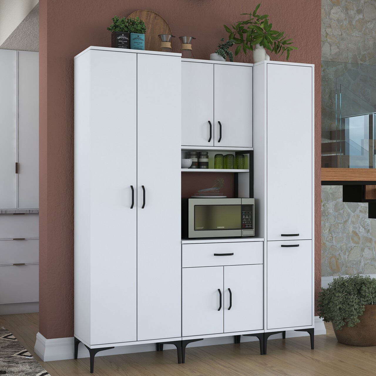 Dulap multifunctional, Rani, JE119, 160x198.6x40 cm, PAL, Alb - 1 | YEO