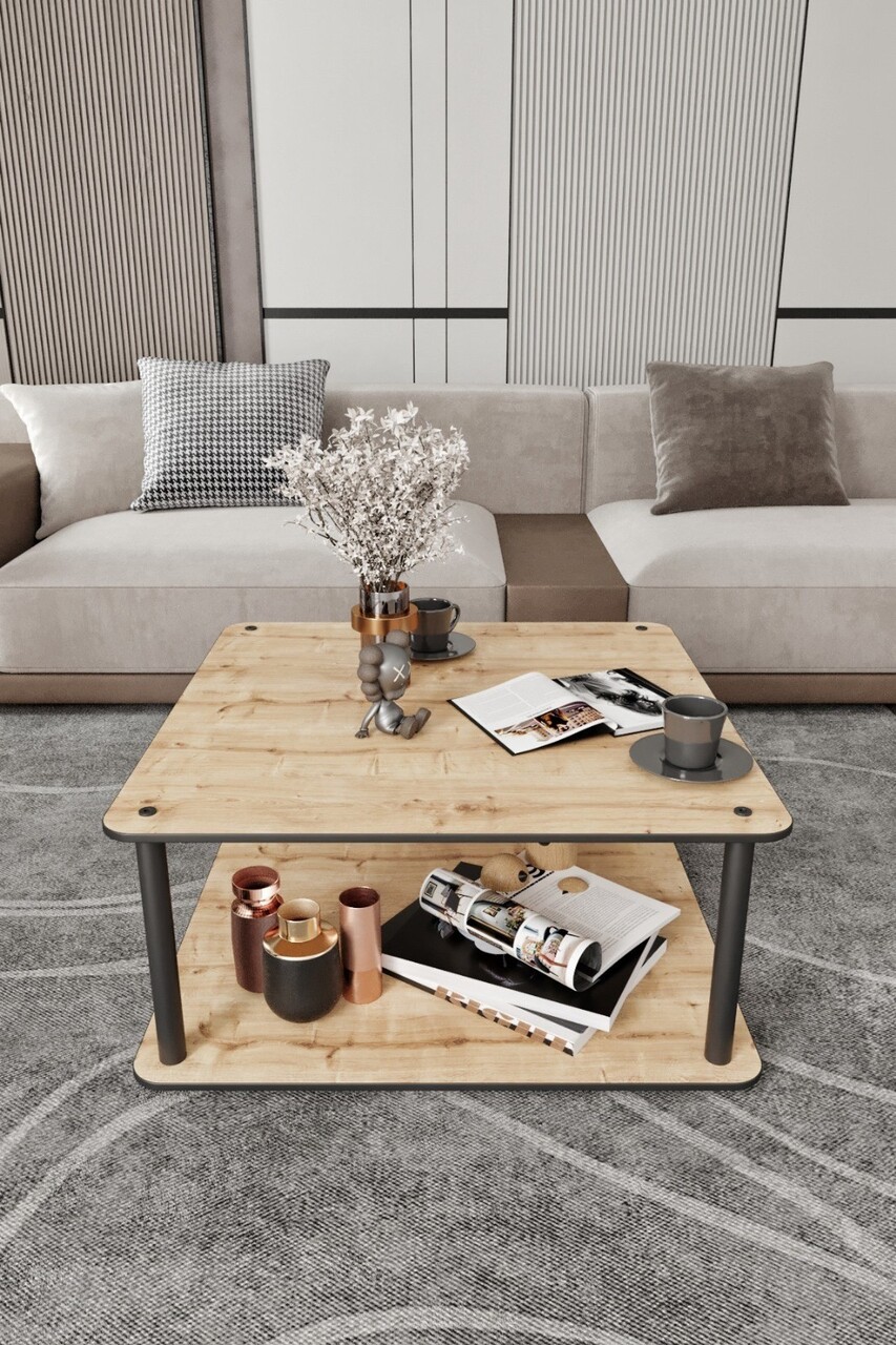 Masuta de cafea, Hanah Home, Masivo Square, 70x38x70 cm, MDF , Stejar - view 2
