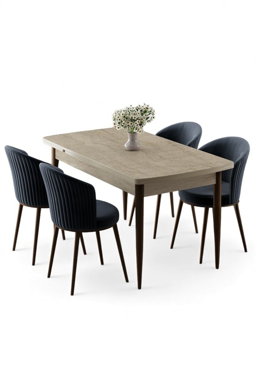 Set masa extensibila si scaune, Hanah Home, Asfel, Travertin / Antracit - view 2