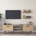 Comoda TV cu 2 rafturi, Wren, M48 - 1044, pal melaminat, nuc