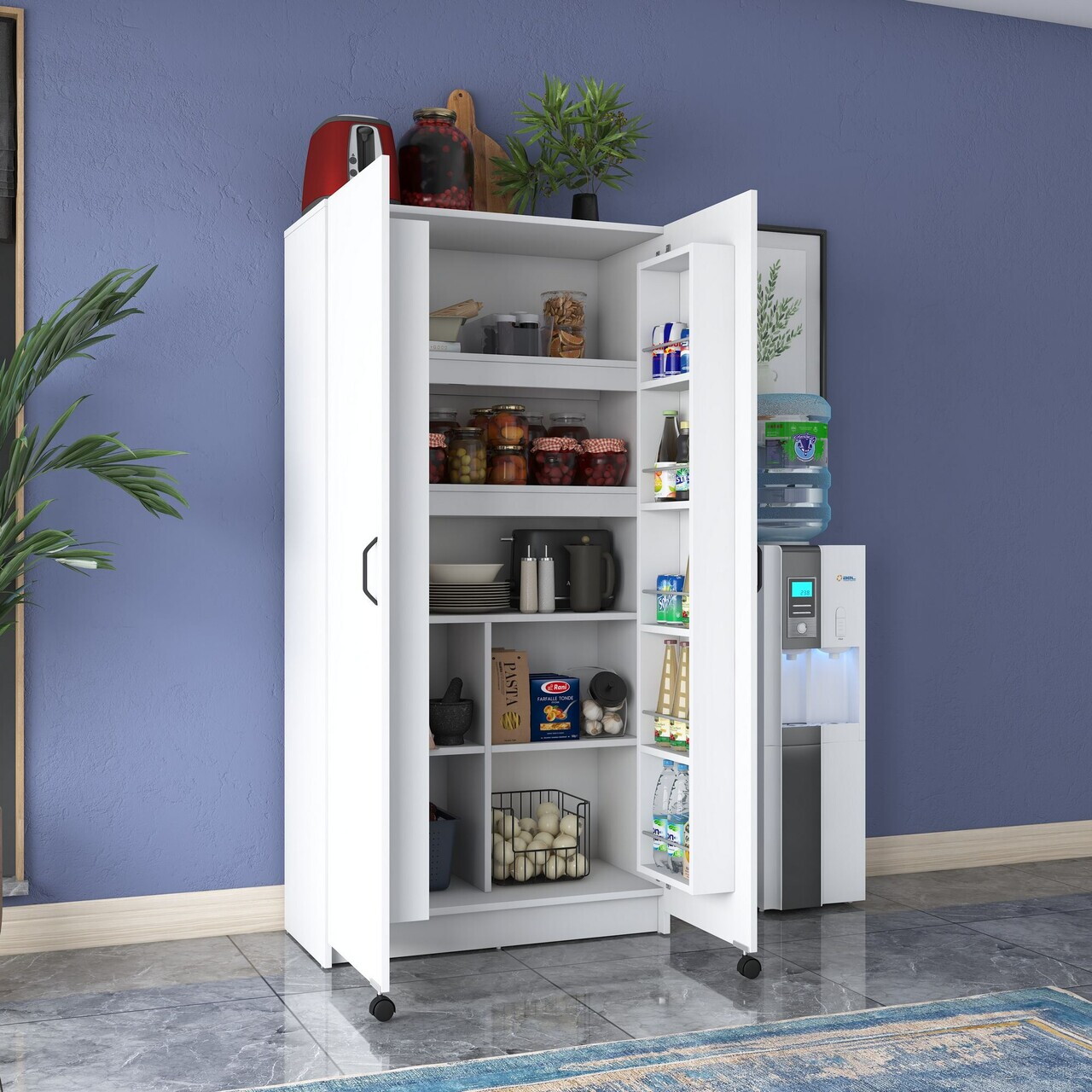 Dulap multifunctional, Hanah Home, JE103, 90x180x42 cm, PAL melaminat, Alb - view 4