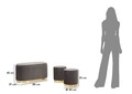 Set bancheta si 2 taburete Shopy, Mauro Ferretti, 80x37x42 cm, 29x35 cm, fier/MDf/poliester, gri/auriu