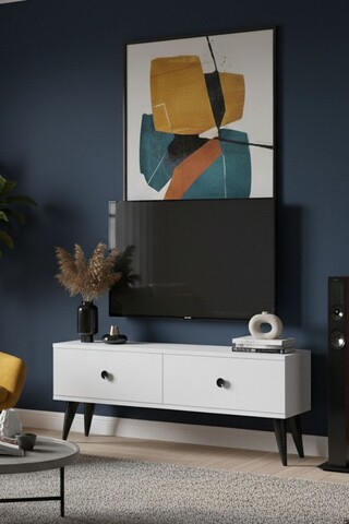 Comoda TV, Hanah Home, Mona 120, 120x40.5x32 cm, PAL , Alb