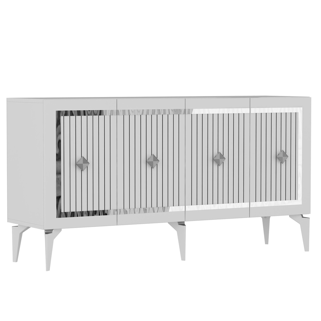 Consola, Hanah Home, Nova, 150x79x40 cm, PAL , Alb / Argintiu - view 6