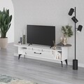 Comoda TV, Decortie, Ada, 188 x 42.6 x 40 cm, pal melaminat, alb/mocha