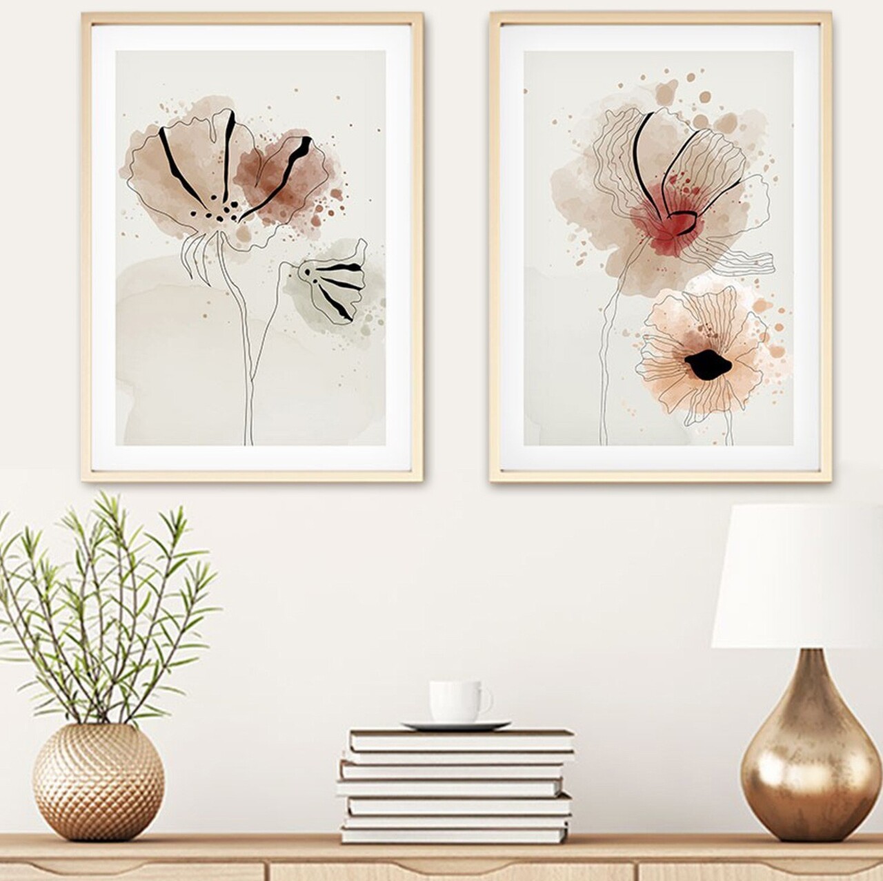 Set 2 tablouri decorative Huhu22 Cadru: 100% LEMN MASIV (Grosime: 25 cm) Multicolor