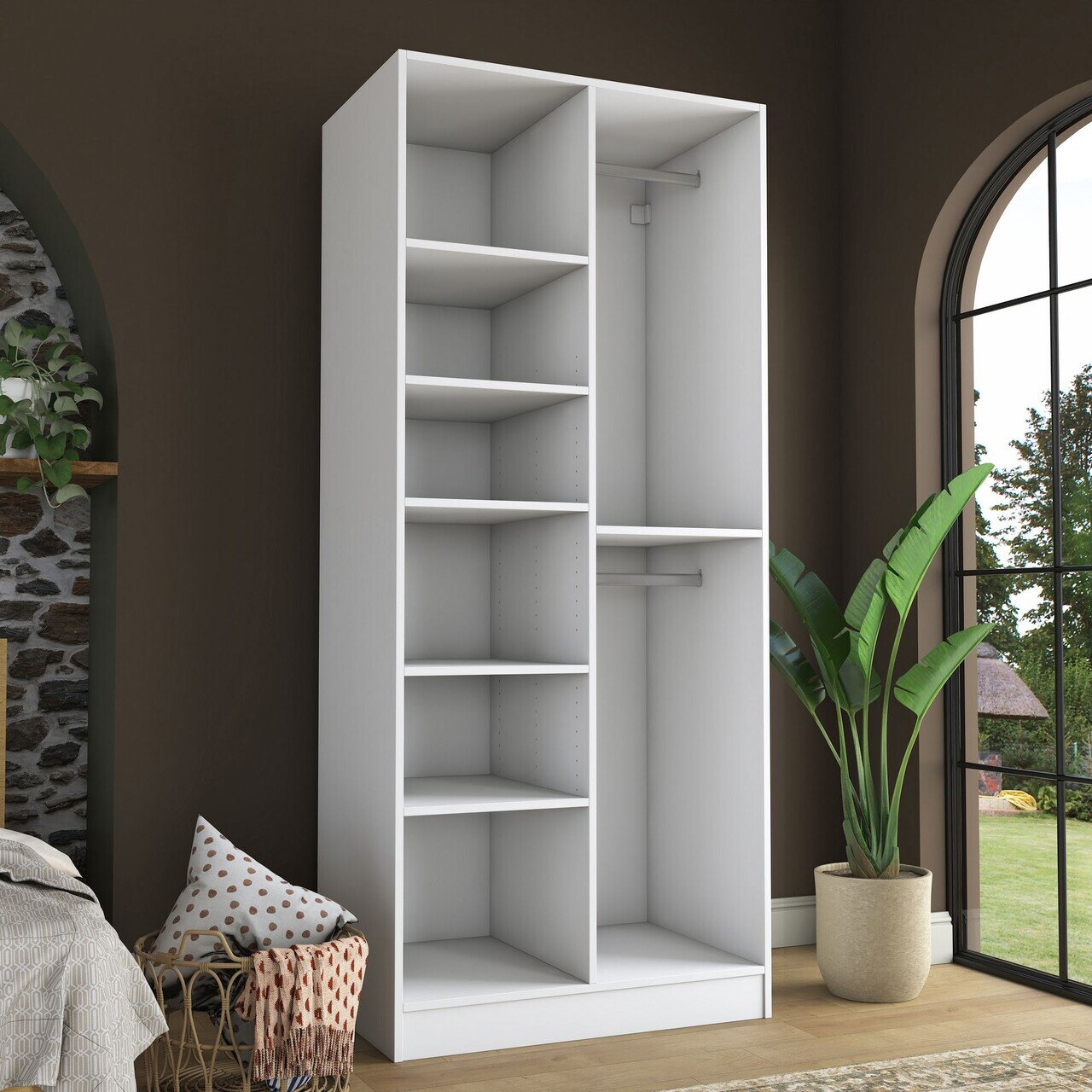 Dulap pentru haine, Hanah Home, BA222, 90x210x57.5 cm, PAL melaminat, Alb - view 8