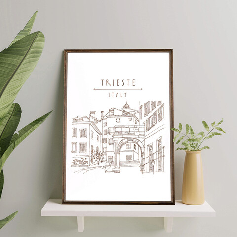 Tablou decorativ, td047, lemn, desenat manual, natural