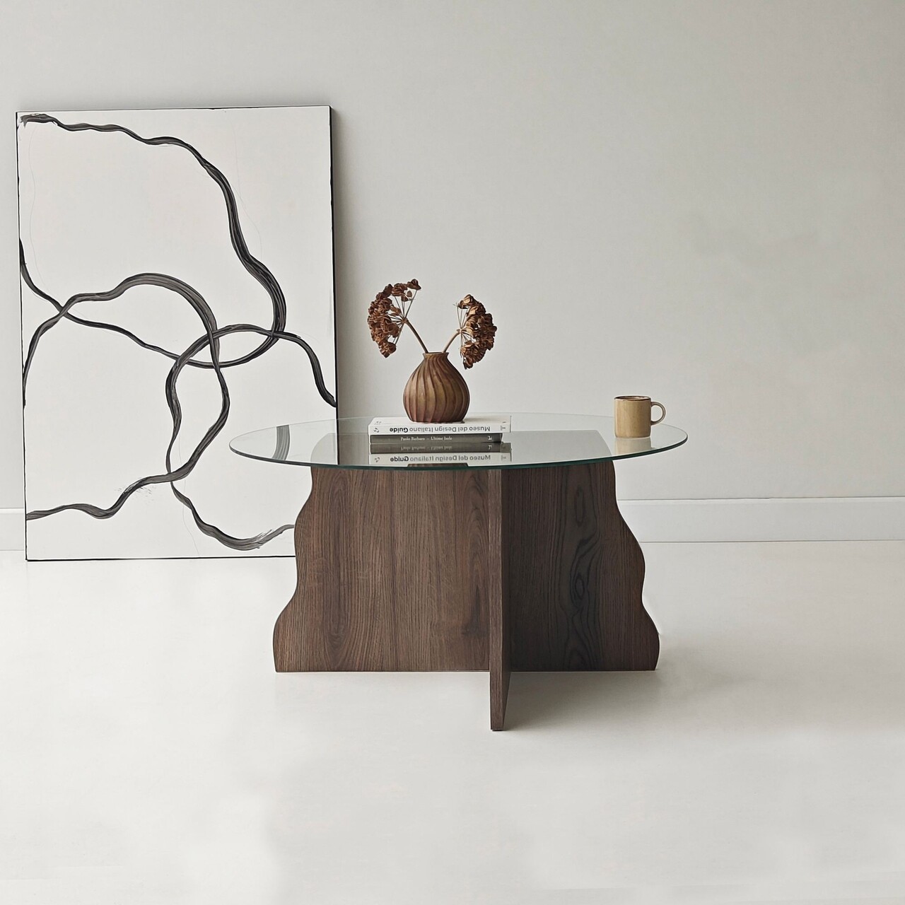 Masuta de cafea, Hanah Home, Butterfly, 75x40x75 cm, Nuc / Transparent - view 2