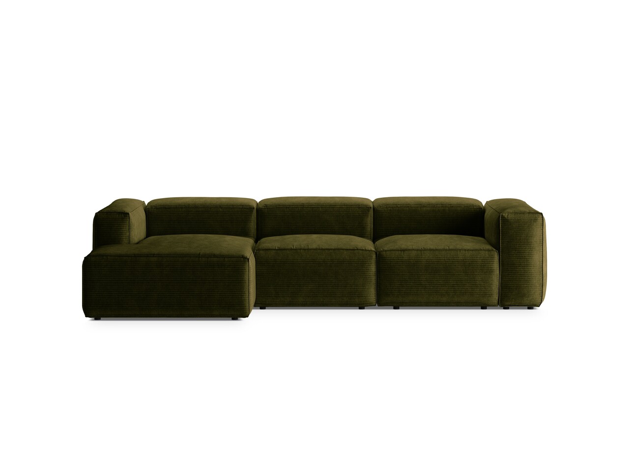 Coltar stanga 3 locuri, Bergamo, Cosmopolitan Design, 304x152x70 cm, catifea chenille raiata, verde