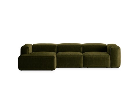 Coltar stanga 3 locuri, Bergamo, Cosmopolitan Design, 304x152x70 cm, catifea chenille raiata, verde