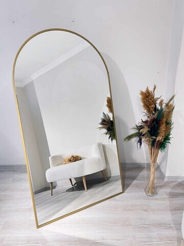 Oglinda Cheval, Hanah Home, Oval 100x180, 100x180x1.5 cm, Auriu
