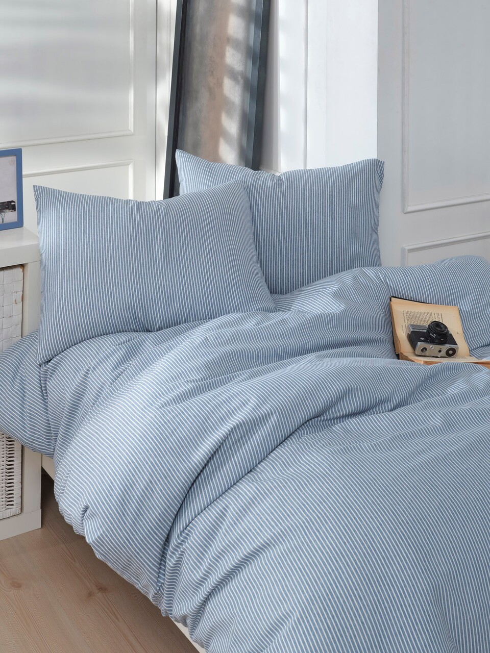 Lenjerie de pat pentru o persoana, Lizbon - Blue, EnLora Home, 70% bumbac/30% poliester