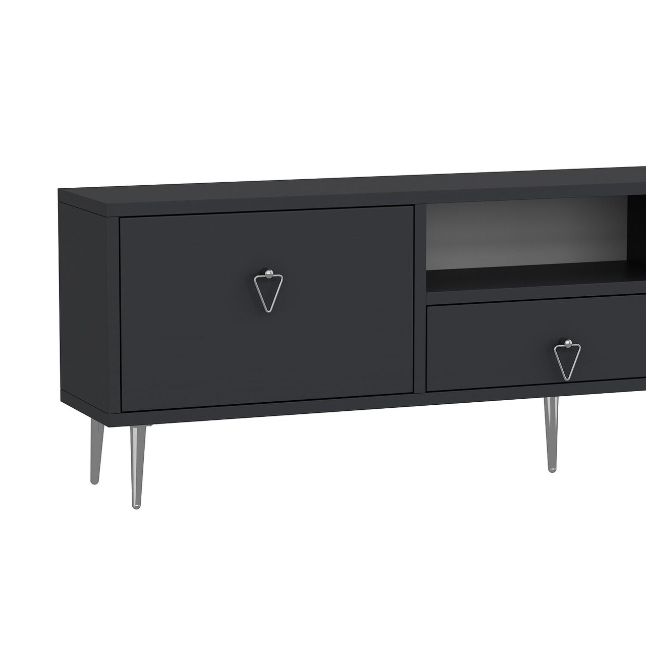 Comoda TV, Hanah Home, 1306-DROP-1, 140x45x30 cm, PAL , Antracit / Argintiu - view 5