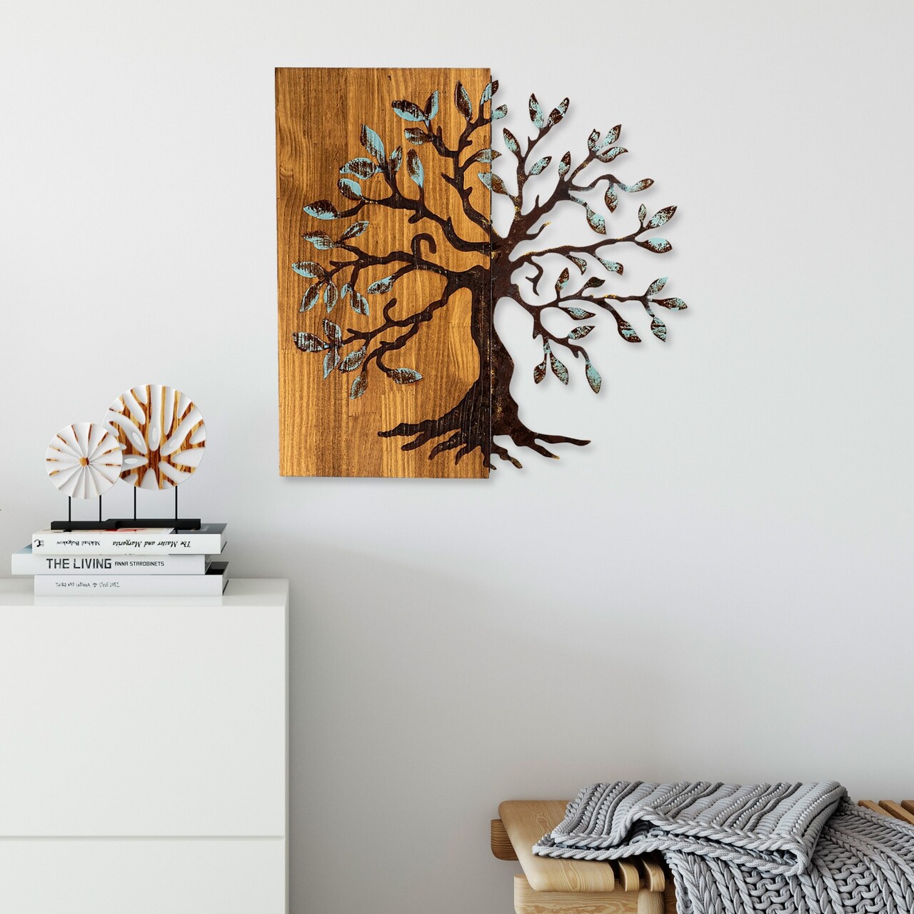 Decoratiune de perete, Agac 5, Dimensiune: 58 x 58 cm, Nuc / Maro - view 2