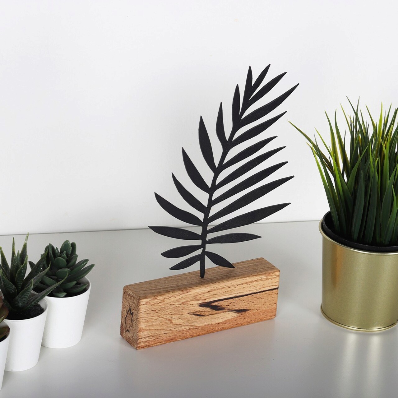 Decoratiune, Palm Leaf, 17x27x3.5 cm, Metal, Negru - 1 | YEO