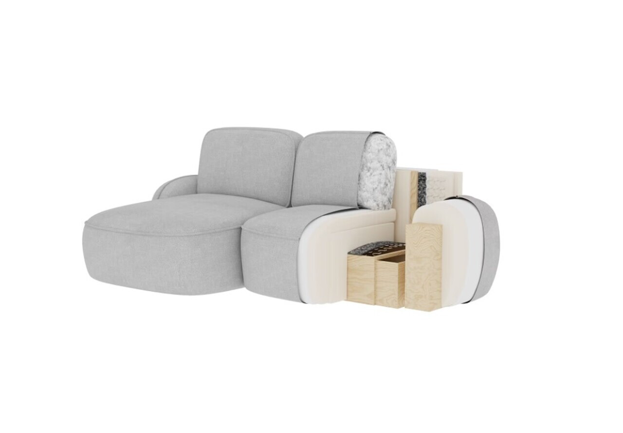 Coltar extensibil stanga 3 locuri ELTAP, Tesalia, 240x150x93 cm, lemn/tesatura boucle, gri inchis — imaginea 11
