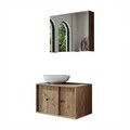 Set Dulap de Baie cu Chiuvetă și Oglindă (2 Piese), Hanah Home, 2552, MDF, Maro