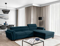 Coltar extensibil dreapta 4 locuri ELTAP, Mari-31, Mariall, 288x200x92 cm, lemn/poliester, albastru inchis