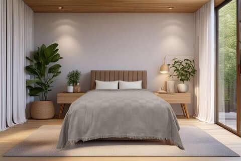 Cuvertura pique Single, Russel - Grey, ICF Bedroom, Bumbac 