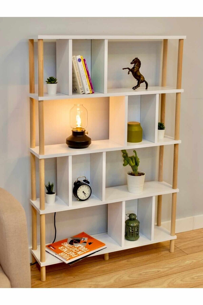 Corp biblioteca, Hanah Home, Peka-0045, 90x137x20 cm, PAL, Alb — imaginea 2