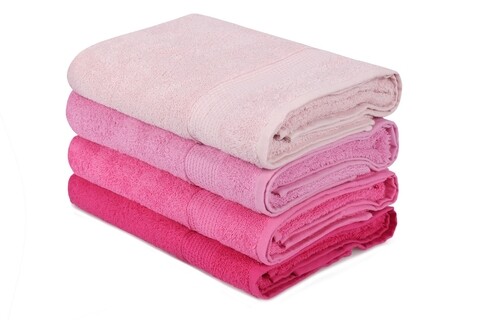 Set 4 prosoape de baie 801, beverly hills polo club, 70x140 cm, bumbac, roz