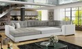 Coltar extensibil stanga 5 locuri ELTAP, Damario, 338x189x78 cm, lemn/poliester, gri/alb