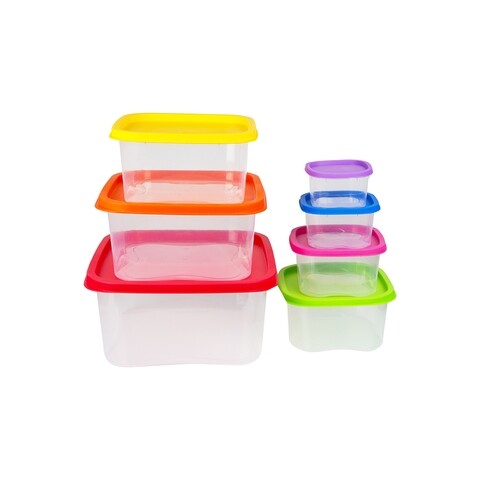 Set 7 cutii alimentare, Casa Plastor, Rainbow, plastic, multicolor