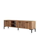 Comoda TV, Mezza, Aurora 1592, 150 x52 x 34 cm, pal melaminat, nuc