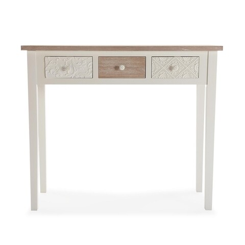 Consola cu 3 sertare, versa, kelly, 30 x 78 x 90 cm, lemn, alb/natur