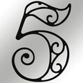 Numar casa pentru poarta/usa Five, metal, 11 x 15 cm, negru, cifra 5