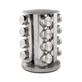 Set 16 recipiente condimente si suport, Zokura, 19 x 28 cm, 80 ml, inox/sticla