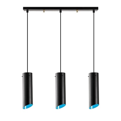 Lustra Sivani MR - 968, Opviq, 60 x 8 x 114 cm, 3 x E27, 40W, negru/albastru