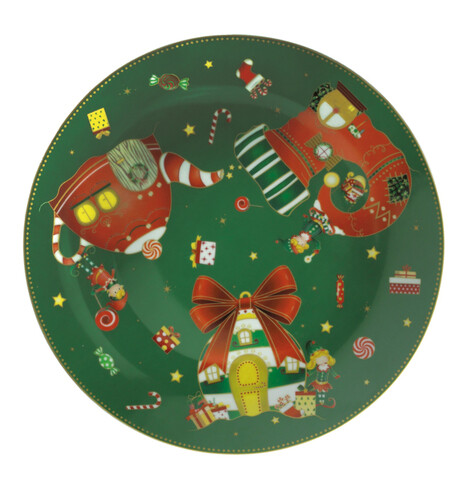 Platou servire, Elfomagia Green, Brandani, 30.5 cm, portelan