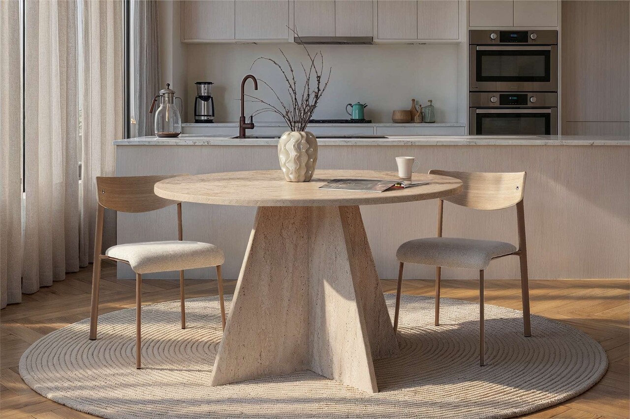 Masa, Hanah Home, Virella, 120x75x120 cm, Travertin