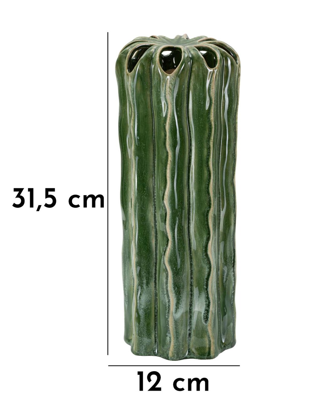 Vaza decorativa Tall Cactus, Mauro Ferretti, 12x31.5 cm, ceramica, verde - 1 | YEO