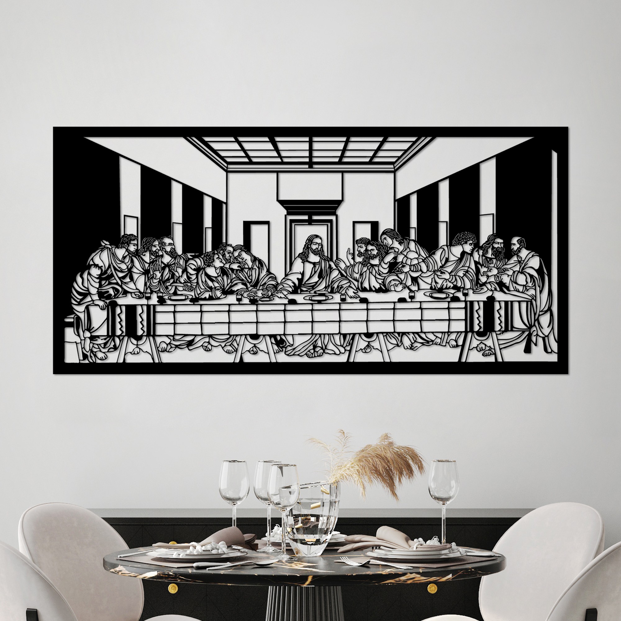Decoratiune de perete, Davinci, 100 x 48 cm, Negru