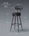 Set 2 scaune de bar, Vasagle, Ekho, 57x101 cm, sezut rotativ, otel/piele ecologica, negru