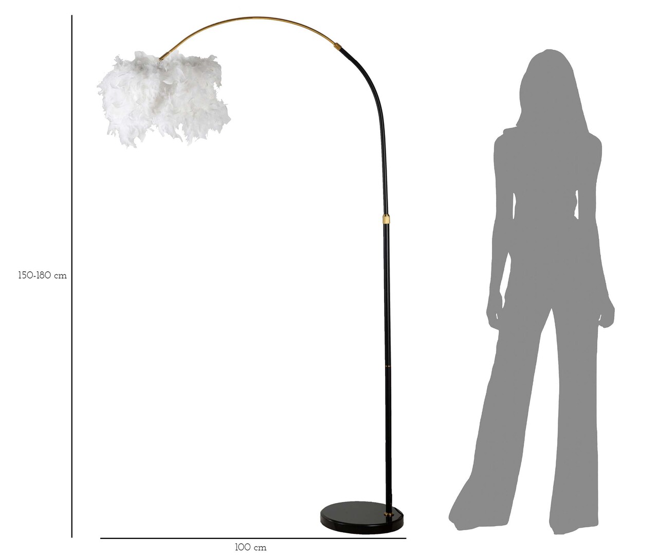 Lampadar Plur, Mauro Ferretti, 1 x E27, 40W, 100x100x150 cm, fier/marmura, alb/negru - 1 | YEO
