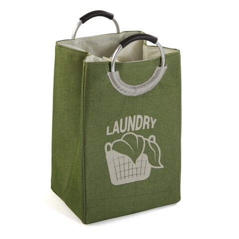 Cos de rufe cu manere versa, 30x36x55 cm, poliester, verde