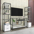 Comoda TV, Retricy, Robbins, 198x39x160 cm, PAL, Alb/Negru