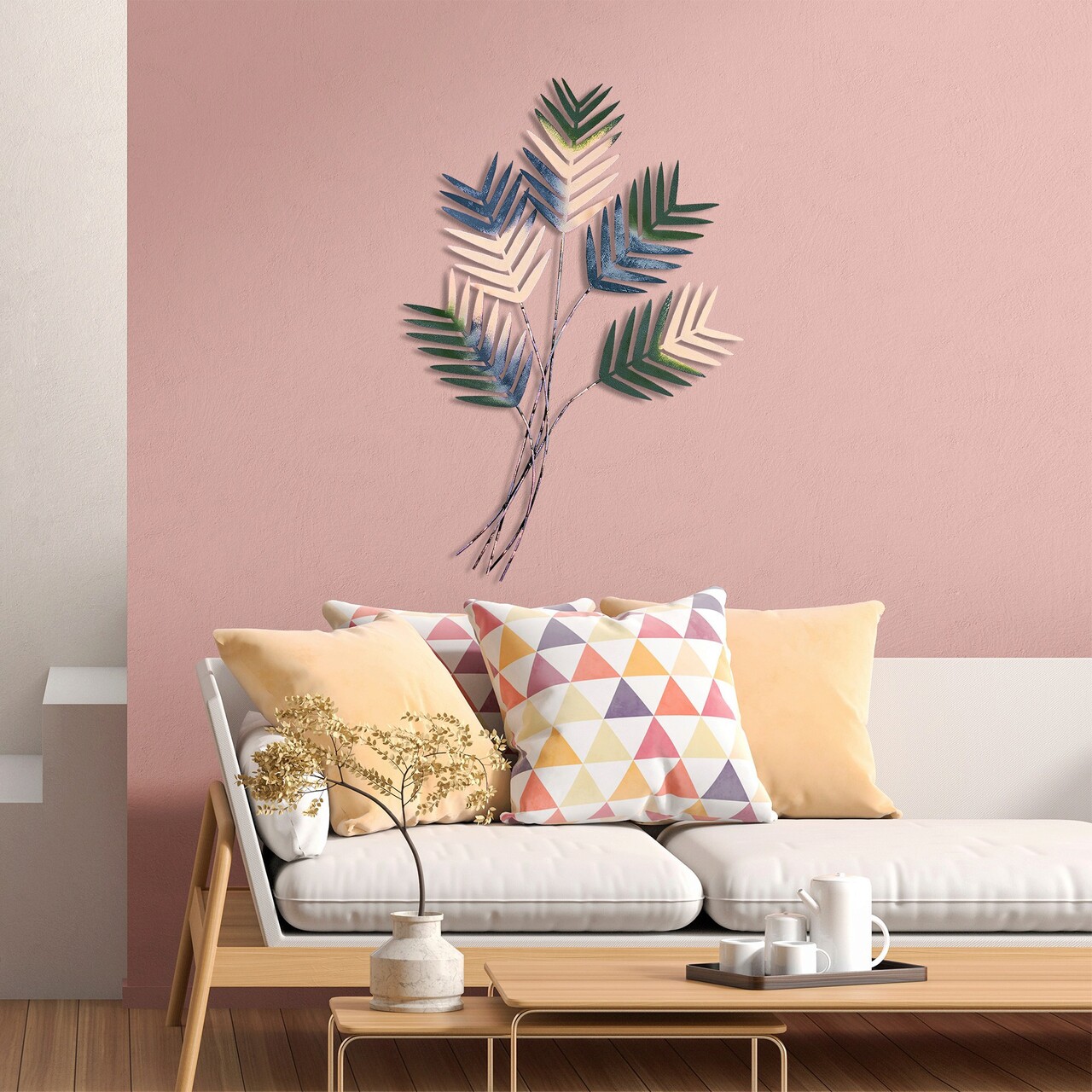 Decoratiune de perete, Toona Sinensis 3, Metal, Dimensiune: 72 x 108 cm, Multicolor - 2 | YEO