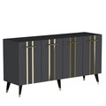 Consola, Olivia, Asel, 150x80x40 cm, PAL , Antracit / Aur
