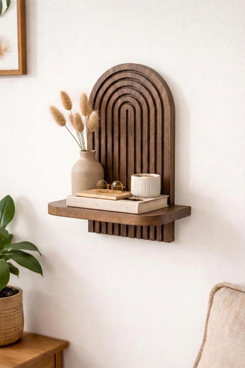 Raft de perete, Hanah Home, Artmtkwll1D, 26x35x13 cm, Wenge - view 2