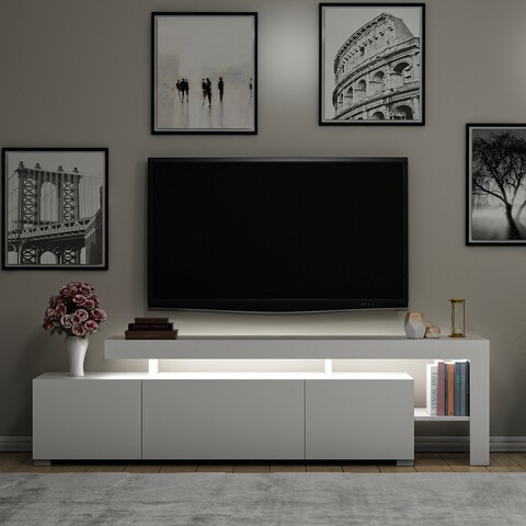 Comoda TV Beliz, Inarch, 192x37x53 cm, alb Comode