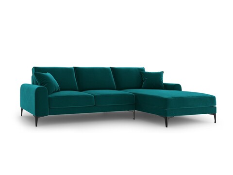 Coltar dreapta, Madara, Mazzini Sofas, 5 locuri, black legs, 254x182x90 cm, catifea, turcoaz