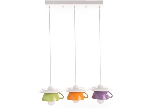 Lustra afternoon tea, deco republic, e27, 3x60w, ceramica, verde/portocaliu/mov