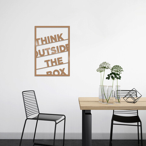 Decoratiune de perete, think outside the box, metal, 50 x 70 cm, cupru